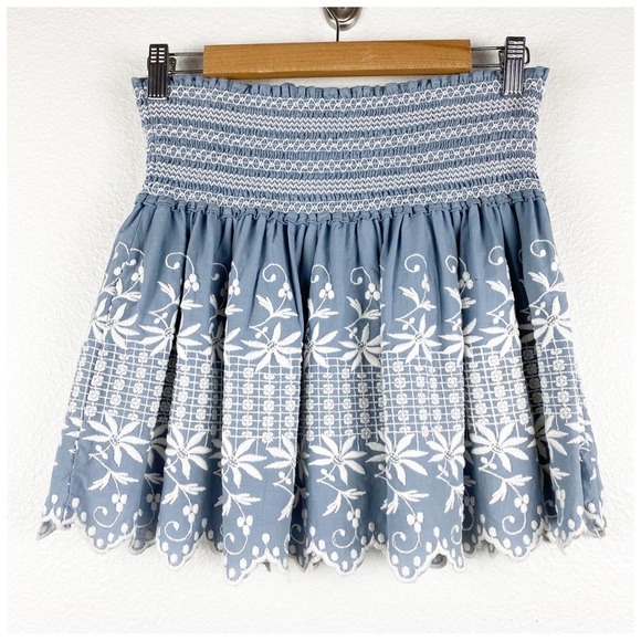 LoveShackFancy‎ Beach Mini Skirt in Denim Size 0/XS - Picture 6 of 11